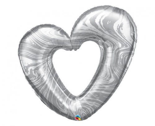 Balon foliowy 42" QL SHP "Marmurowe Serce" srebrne