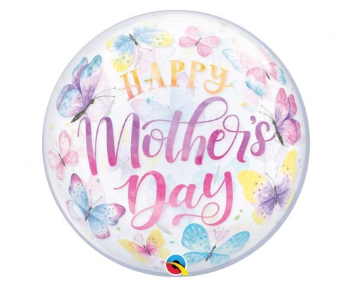 Balon foliowy 22" QL Bubble Poj. "Mother's Day - Butterflies"