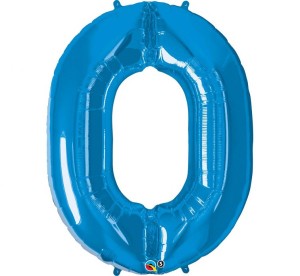 Balon foliowy 39" QL "Number 0", niebieski