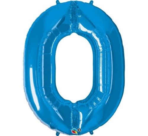 Balon foliowy 39" QL "Number 0", niebieski
