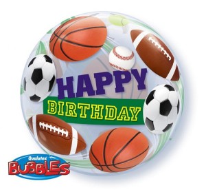 Balon foliowy 22" QL Bubble Poj. "Happy Birthday" (sport)