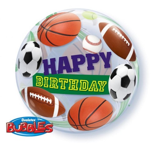 Balon foliowy 22" QL Bubble Poj. "Happy Birthday" (sport)