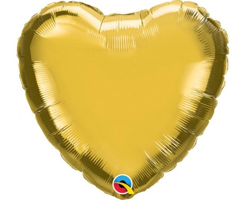 Balon foliowy 9" QL Metaliczne serce, złote