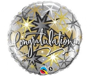 Balon foliowy 18" QL CIR "Congratulations" (eleganckie)