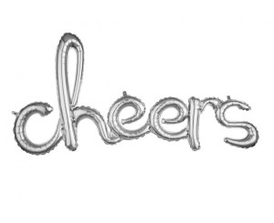 Balon foliowy Napis "CHEERS", srebrny, zapakowany