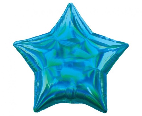 Balon foliowy 18" STR - Gwiazda Niebieska holo opalizująca (luzem)