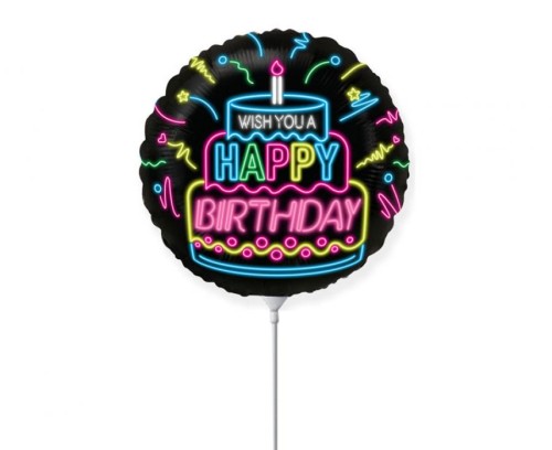 Balon foliowy 14" FX - "Happy Birthday" NEON