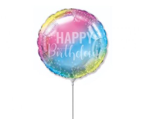Balon foliowy 14" FX - "Happy Birthday" (gradient pastelowy)
