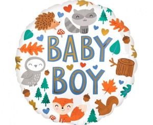 Balon foliowy 18" Baby Boy Woodland Fun, zapakowany