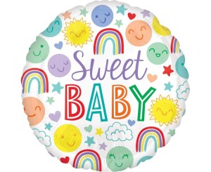 Balon foliowy 18" Sweet Baby Icons, zapakowany