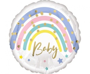 Balon foliowy 18" Pastel Rainbow Baby, zapakowany